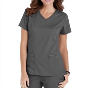 Healing Hands Purple Label Yoga Gray Juliet V Neck Scrub Top